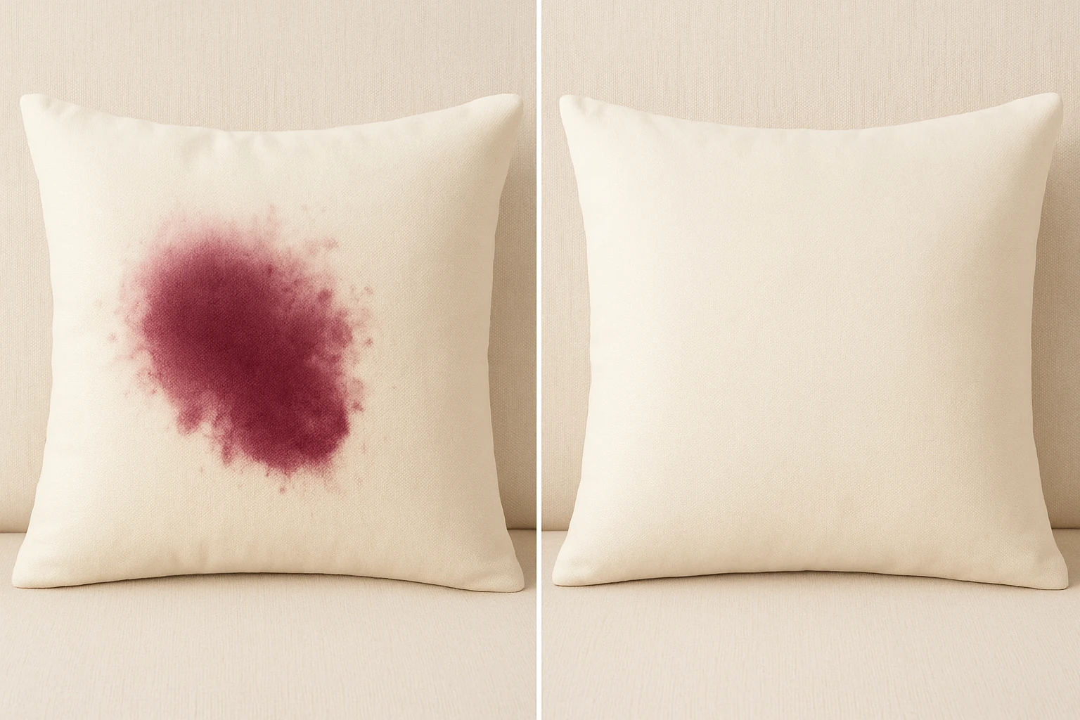 Kissen Vorher/Nachher Vergleich